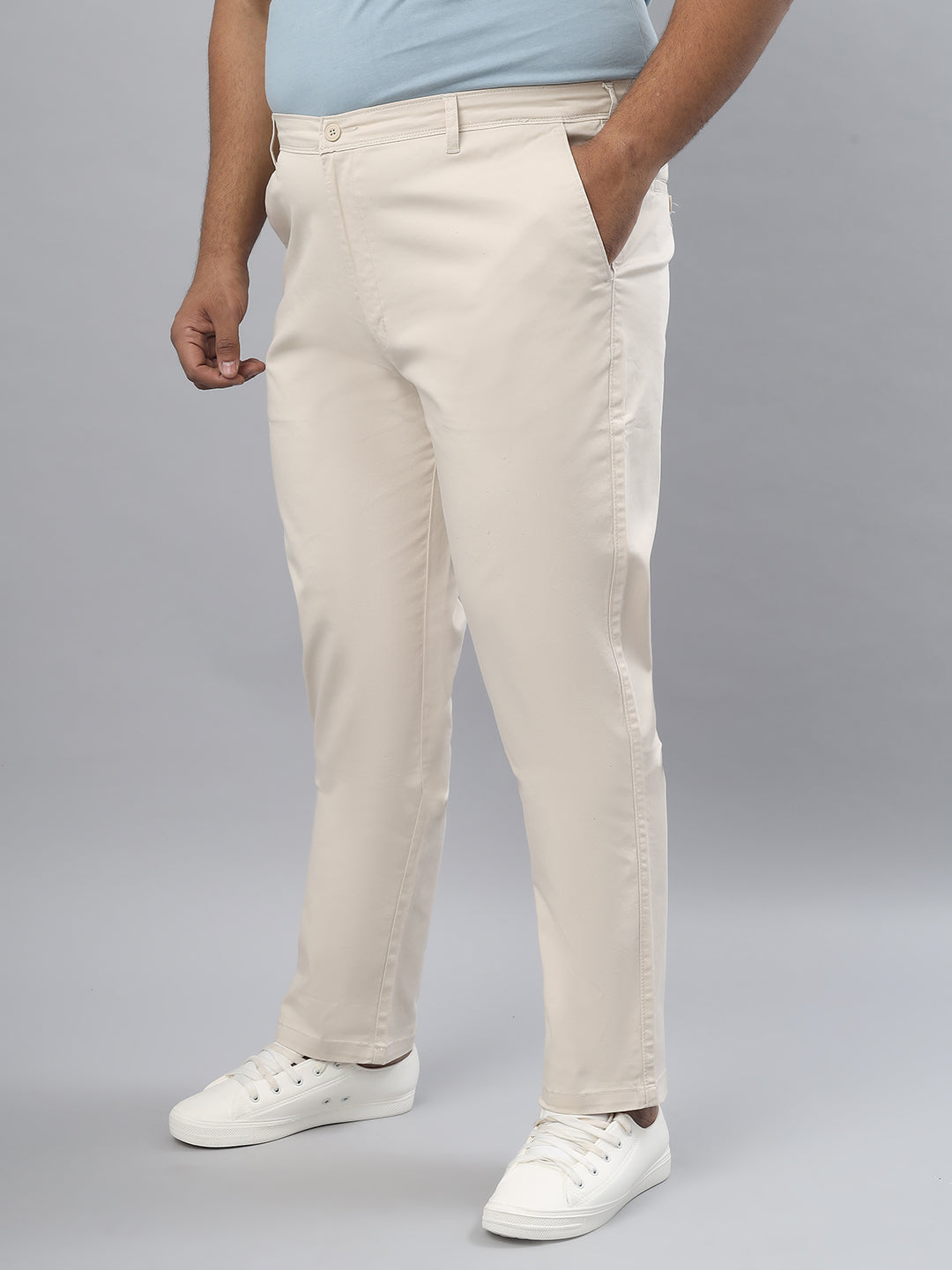 Men Plus Size Stretchable Straight Fit Casual Trousers ZU412