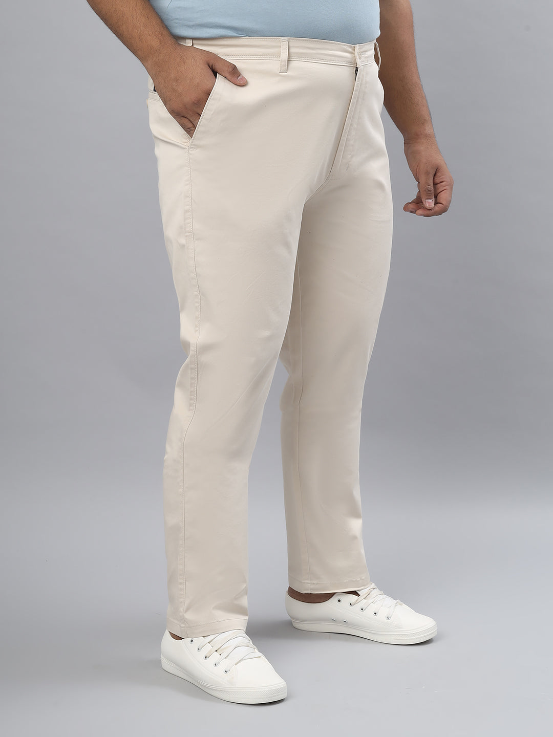 Men Plus Size Stretchable Straight Fit Casual Trousers ZU412