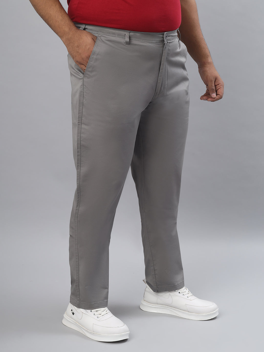 Men Plus Size Stretchable Straight Fit Casual Trousers ZU411