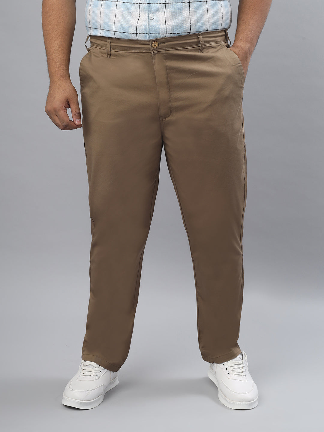 Men Plus Size Stretchable Straight Fit Casual Trousers ZU409