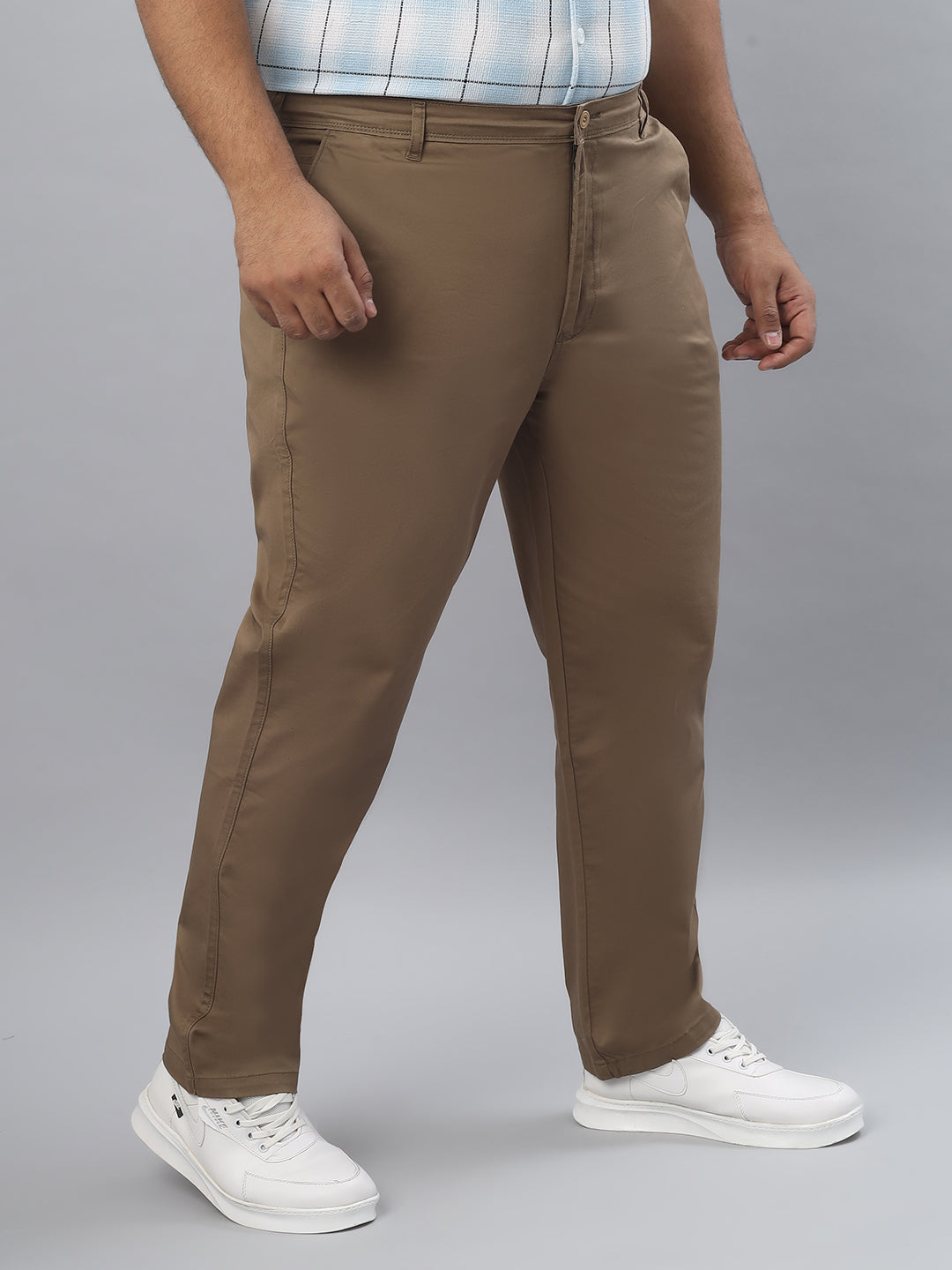 Men Plus Size Stretchable Straight Fit Casual Trousers ZU409