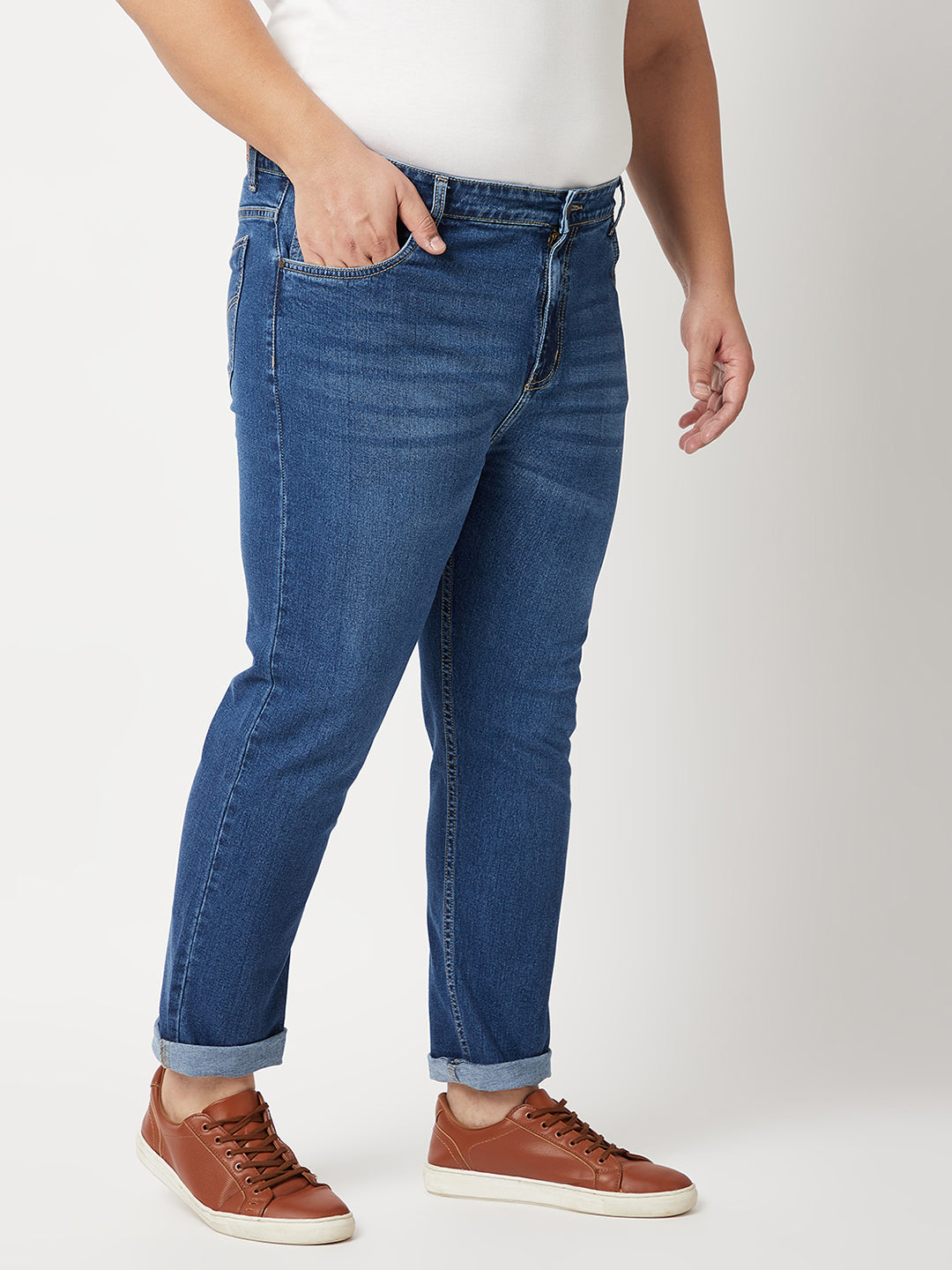 Zush Mens Regular Fit Blue Color Mid Rise Plus Size Stretchable Jeans-ZU530