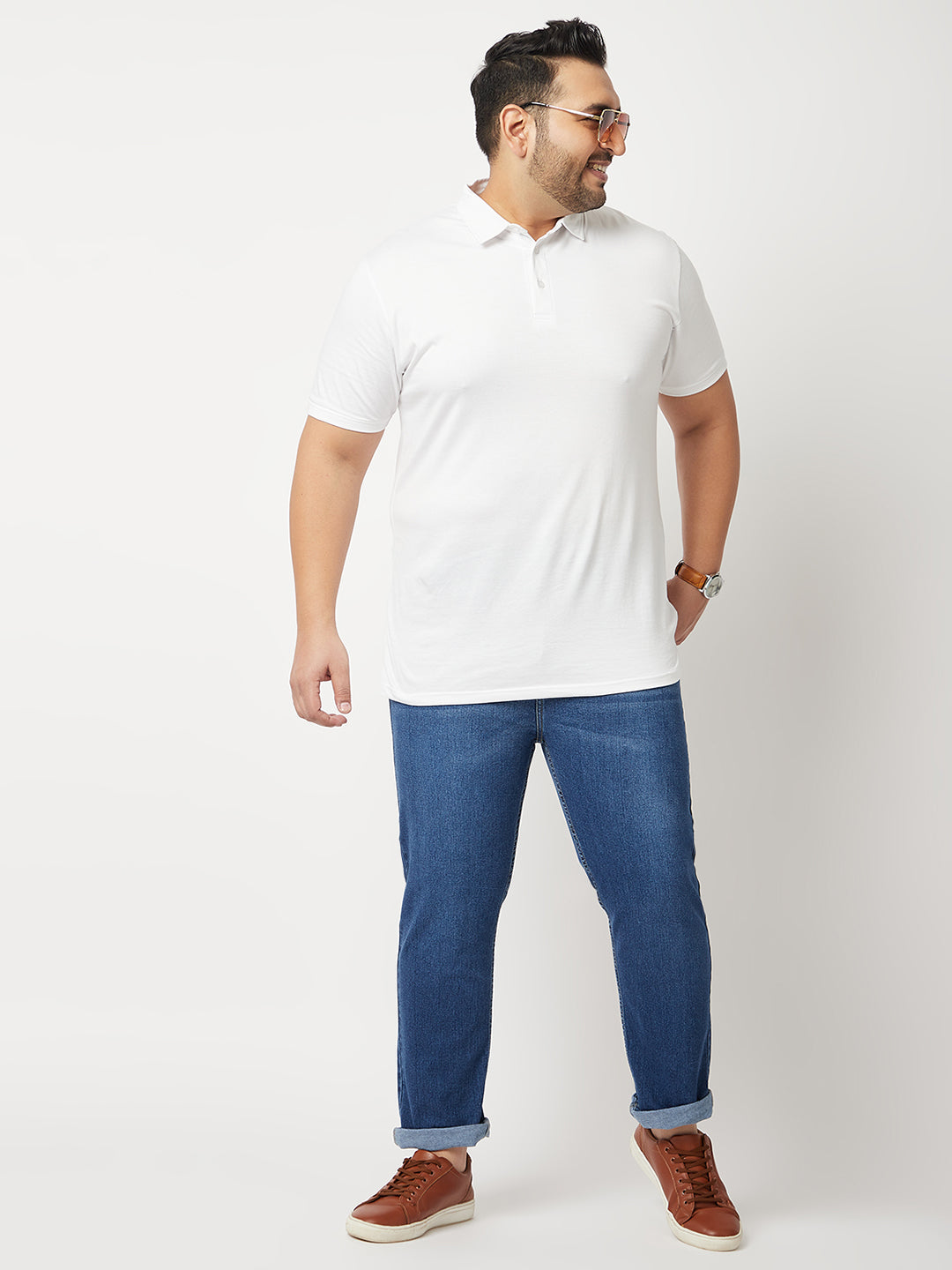 Zush Mens Regular Fit Blue Color Mid Rise Plus Size Stretchable Jeans-ZU530