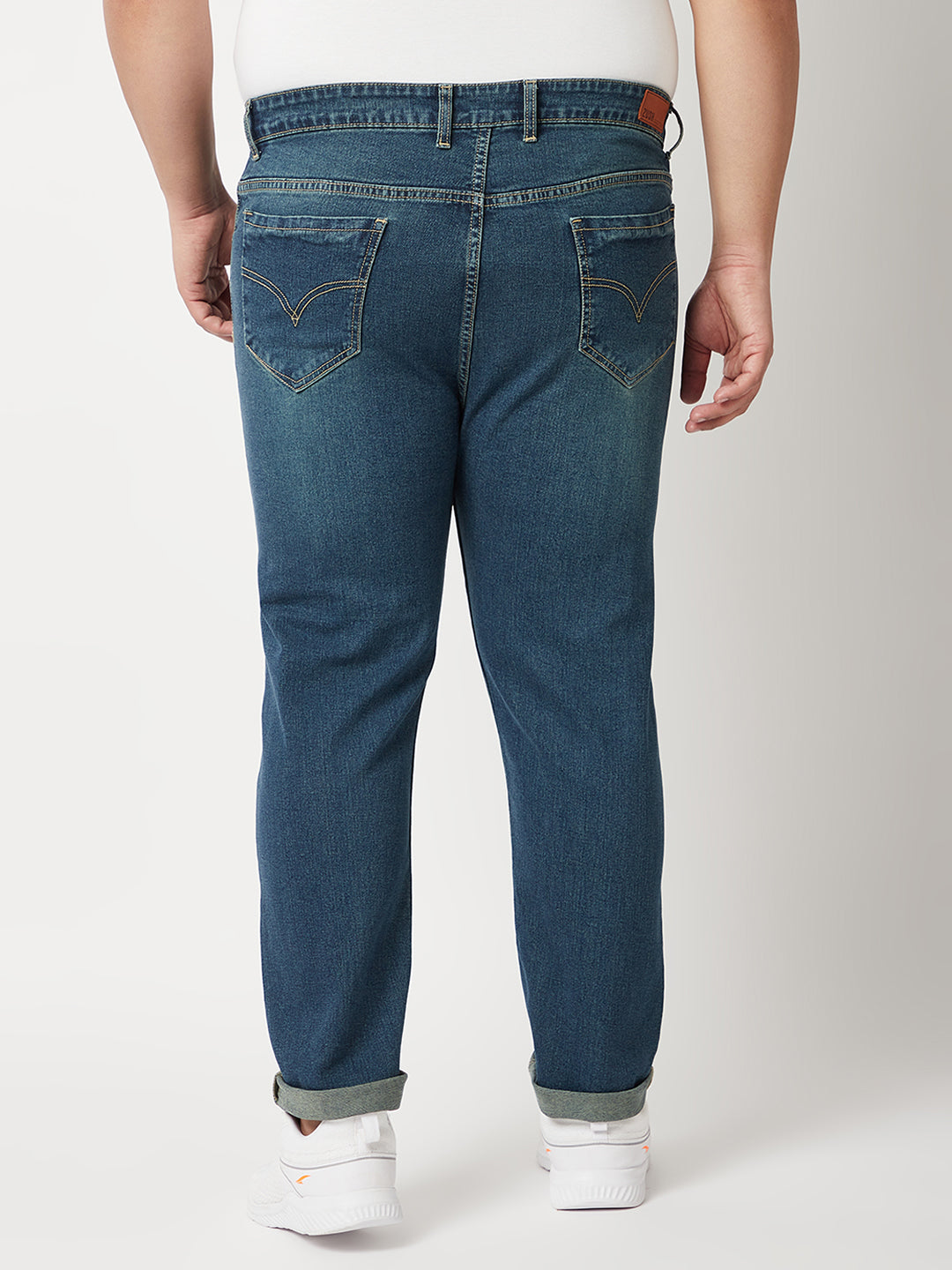 Zush Mens Mid Rise Regular Fit Dark Blue Color Plus Size Stretchable Jeans-ZU531