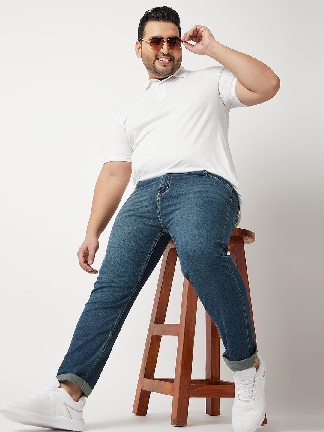 Zush Mens Mid Rise Regular Fit Dark Blue Color Plus Size Stretchable Jeans-ZU531