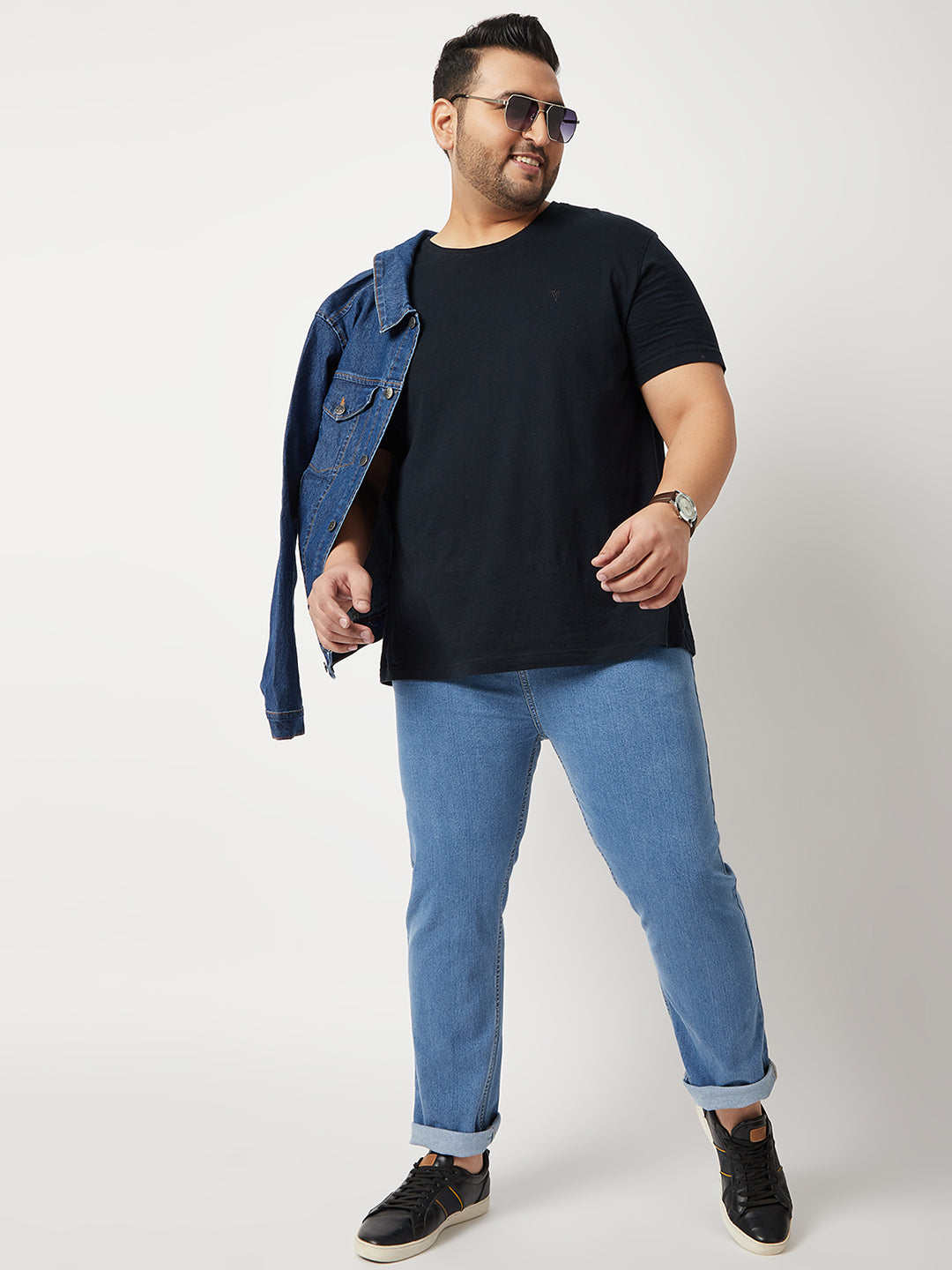 Zush Mens Regular Fit Blue Color Mid Rise Plus Size Stretchable Jeans-ZU535