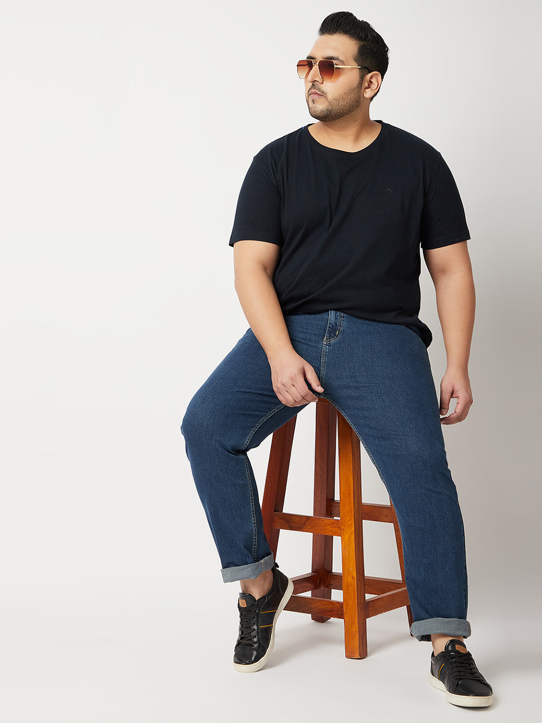 Zush Mens Plus Size Stretchable Dark Blue Color Mid Rise Regular Fit Jeans-ZU536