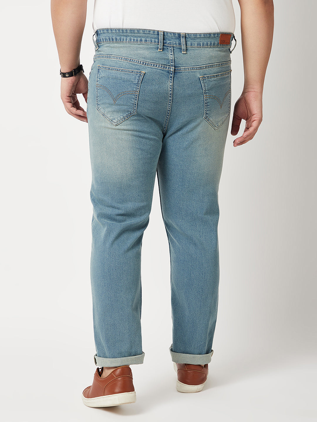 Zush Mens Blue Color Mid Rise Regular Fit Plus Size Stretchable Jeans-ZU537