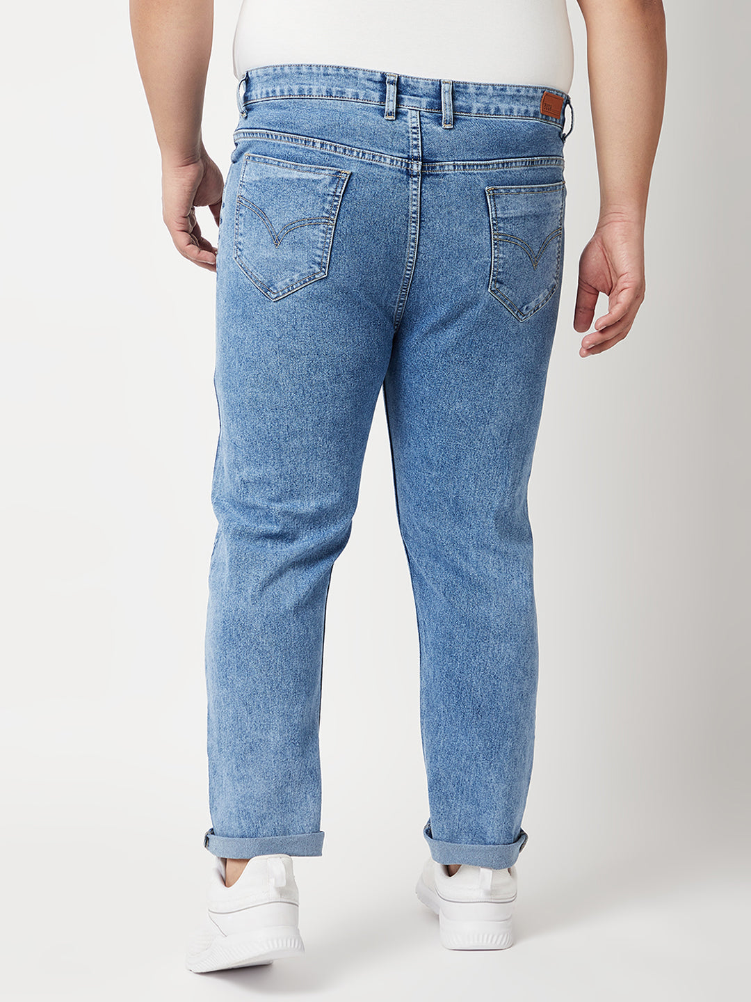 Zush Mens Clean Look Blue Color Mid Rise Regular Fit Plus Size Stretchable Jeans-ZU538