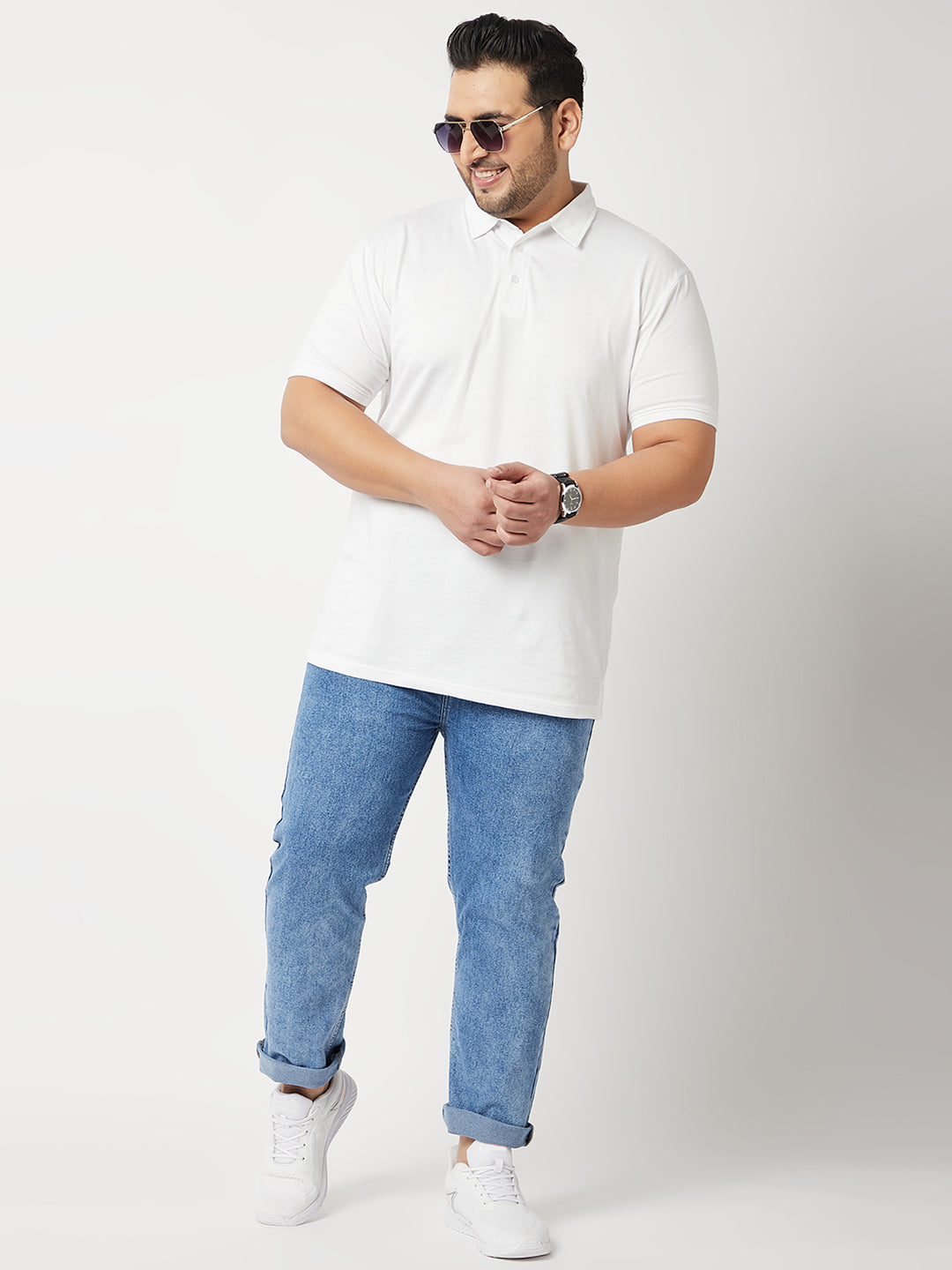 Zush Mens Clean Look Blue Color Mid Rise Regular Fit Plus Size Stretchable Jeans-ZU538