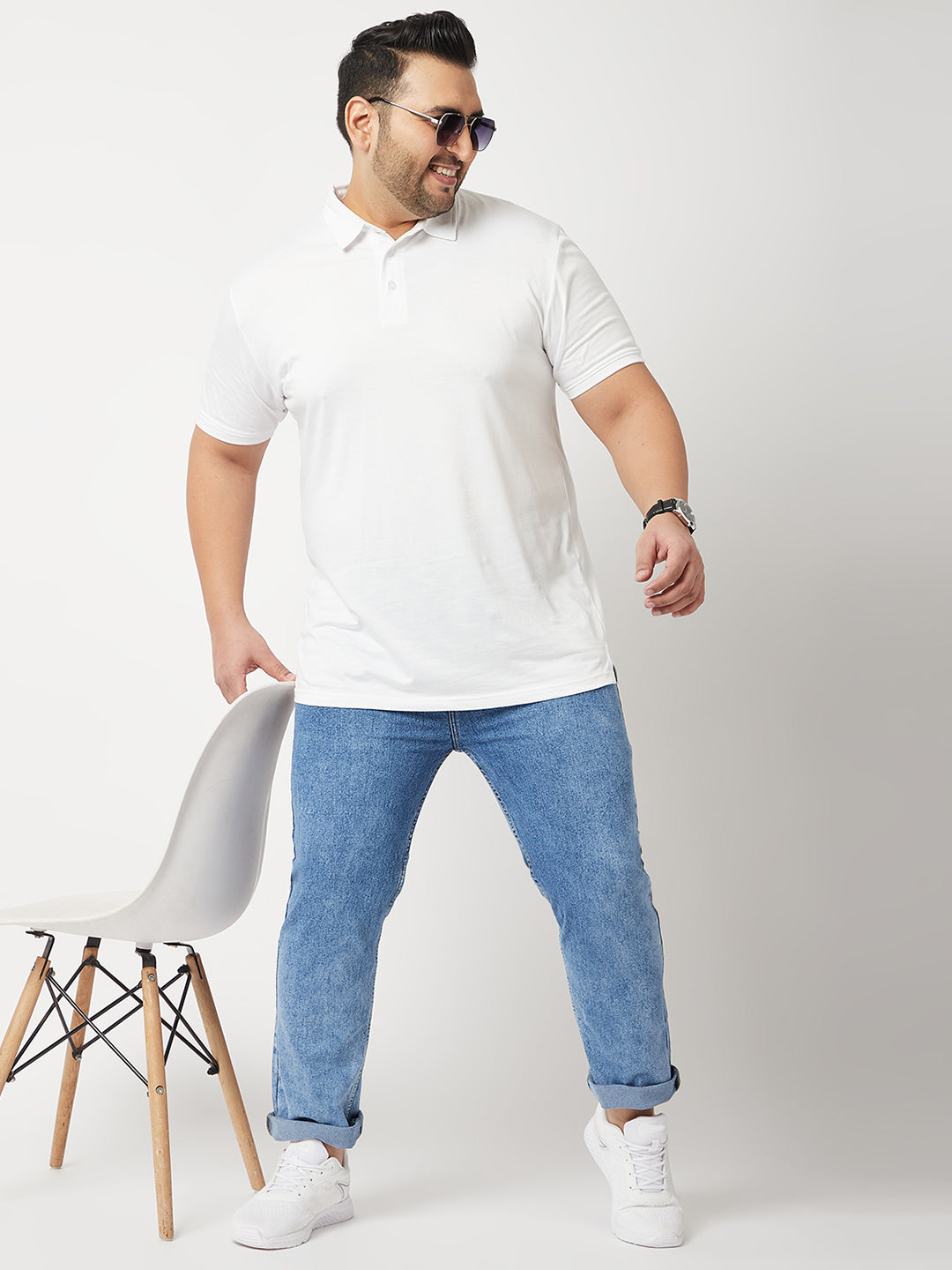 Zush Mens Clean Look Blue Color Mid Rise Regular Fit Plus Size Stretchable Jeans-ZU538