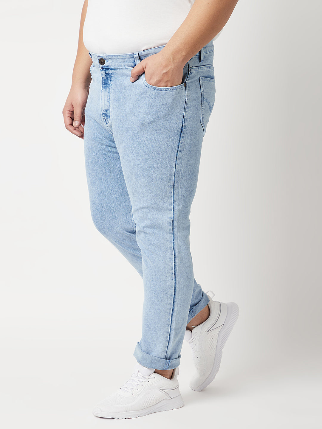 Zush Mens Regular Fit Light Blue Color Mid Rise Plus Size Stretchable Jeans-ZU539