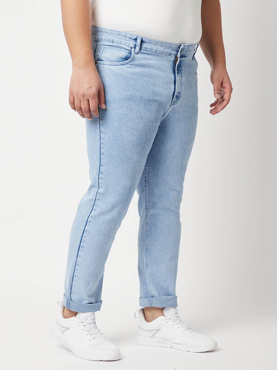 Zush Mens Regular Fit Light Blue Color Mid Rise Plus Size Stretchable Jeans-ZU539