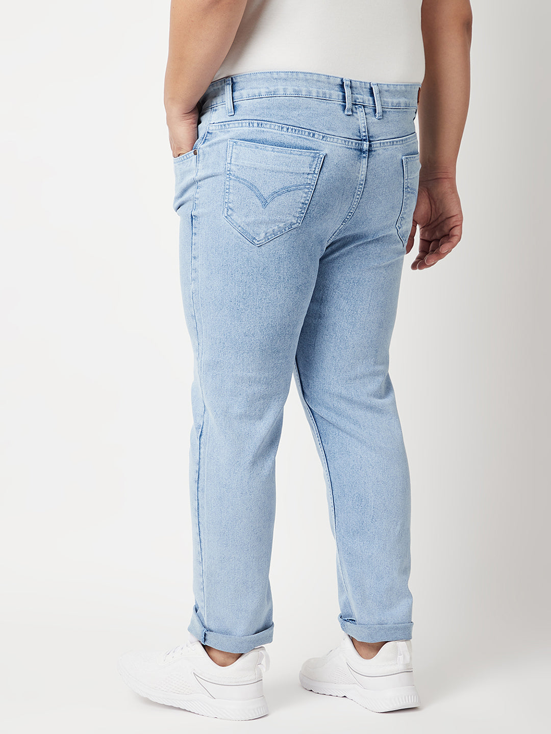 Zush Mens Regular Fit Light Blue Color Mid Rise Plus Size Stretchable Jeans-ZU539