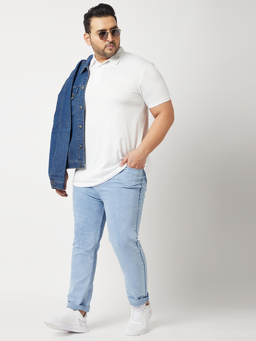Zush Mens Regular Fit Light Blue Color Mid Rise Plus Size Stretchable Jeans-ZU539