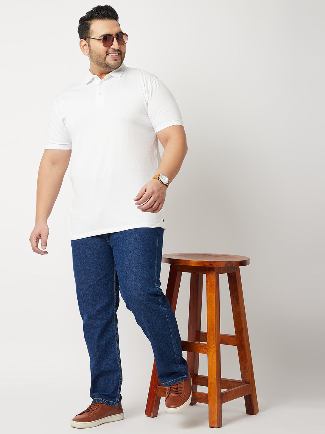 Zush Mens Dark Blue Color Regular Fit Plus Size Stretchable Mid Rise Jeans-ZU540