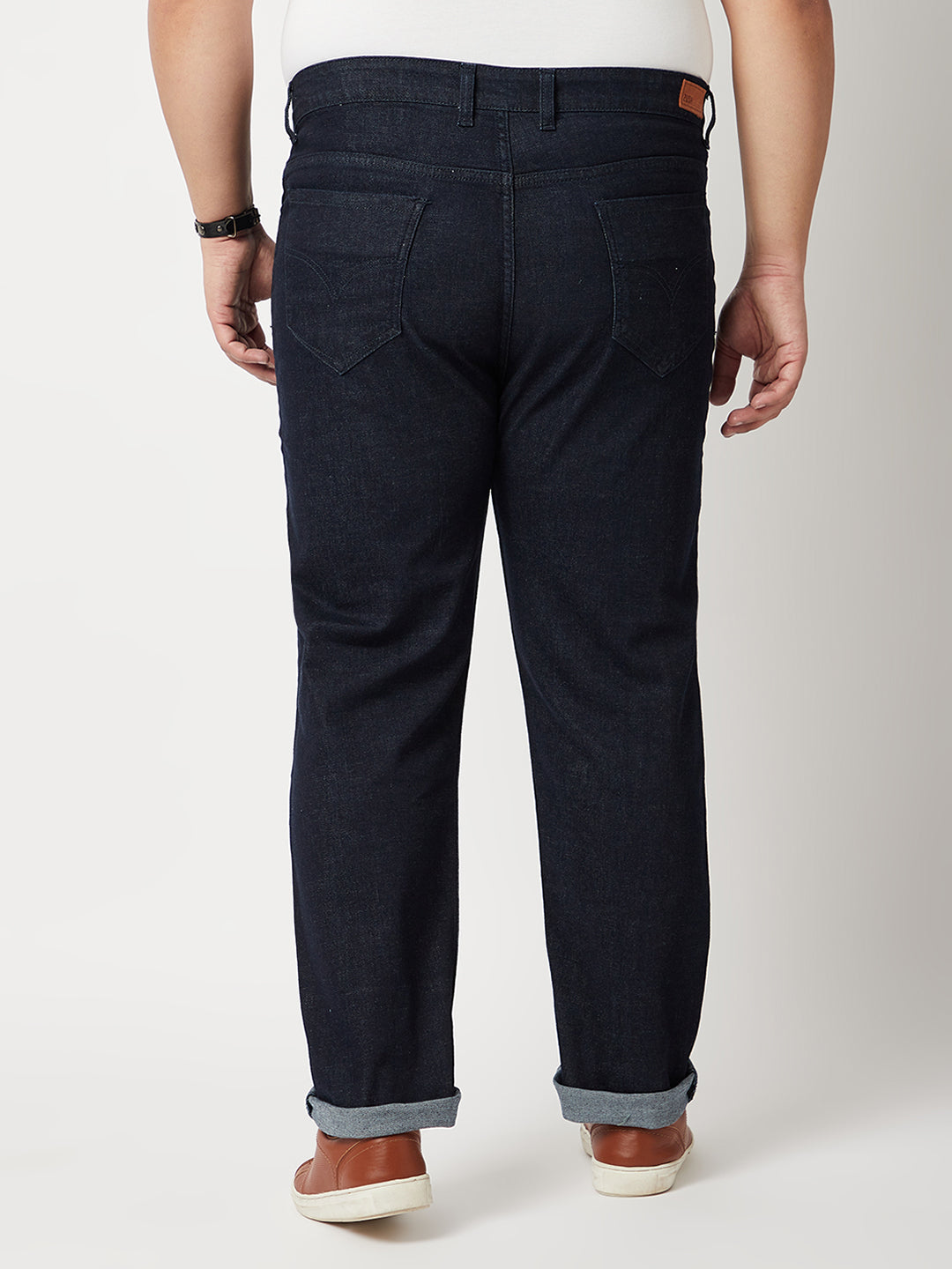 Zush Mens Dark Blue Color Mid Rise Regular Fit Plus Size Stretchable Denim Jeans-ZU544