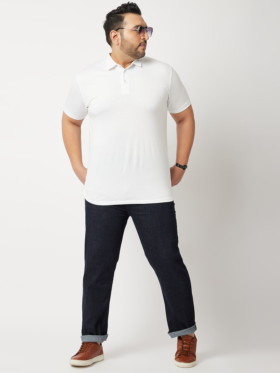 Zush Mens Dark Blue Color Mid Rise Regular Fit Plus Size Stretchable Denim Jeans-ZU544