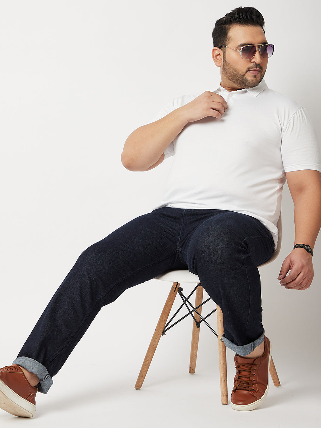 Zush Mens Dark Blue Color Mid Rise Regular Fit Plus Size Stretchable Denim Jeans-ZU544