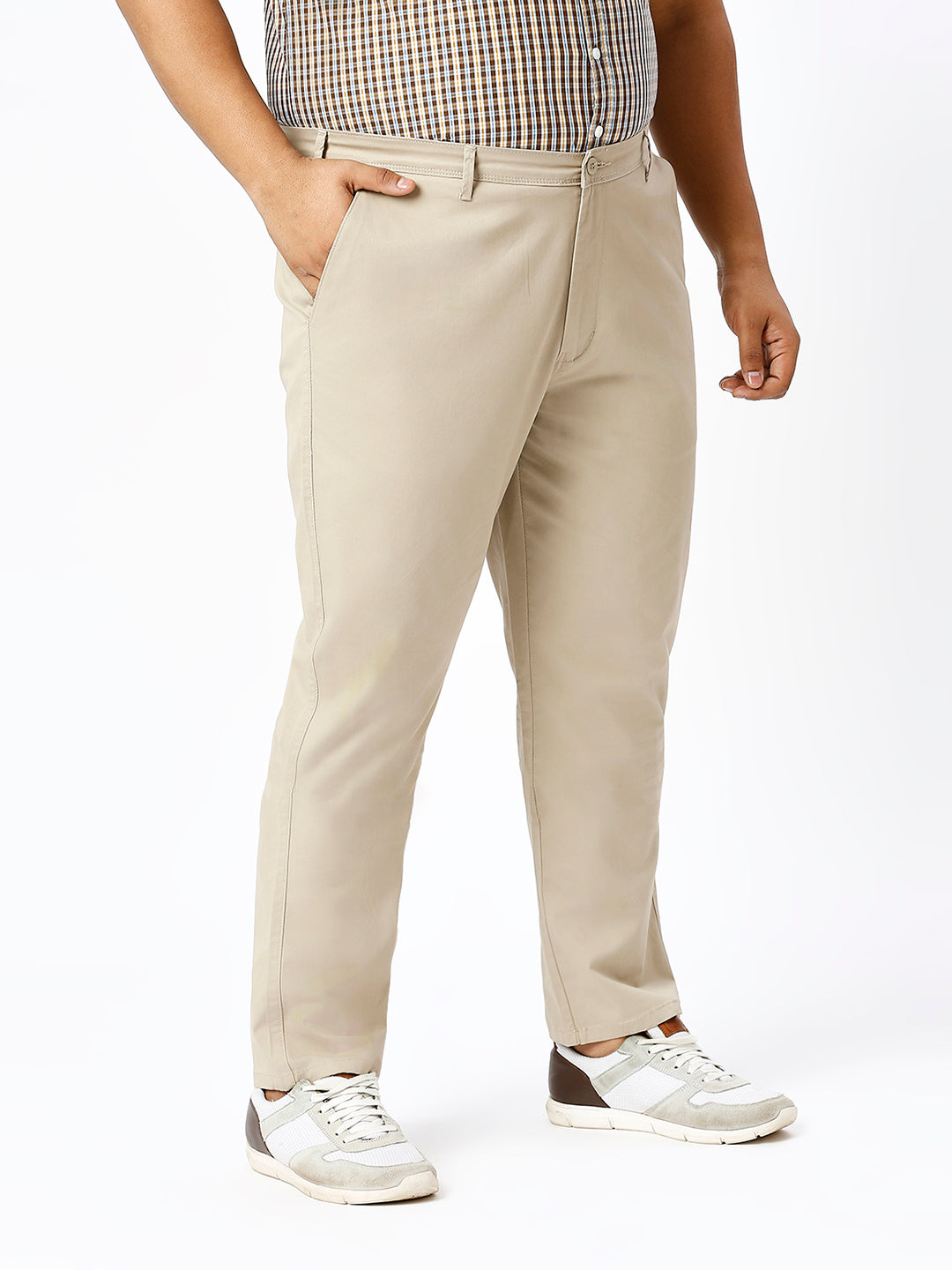 Men Plus Size Stretchable Straight Fit Casual Trousers ZU405
