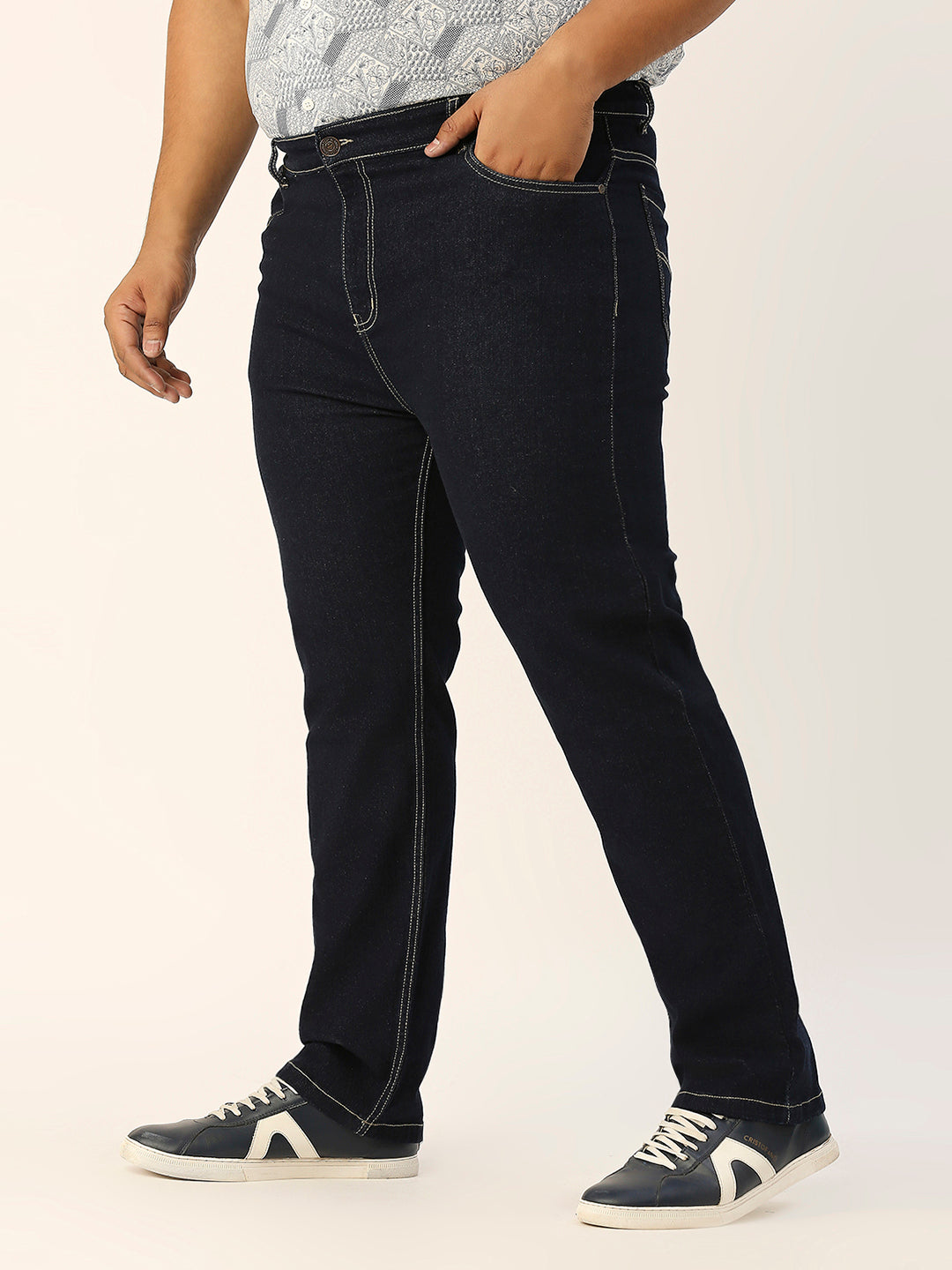 ZUSH CASUAL MEN'S PLUS SIZE STRECTCHABLE DARK BLUE COLOR JEANS-ZU548