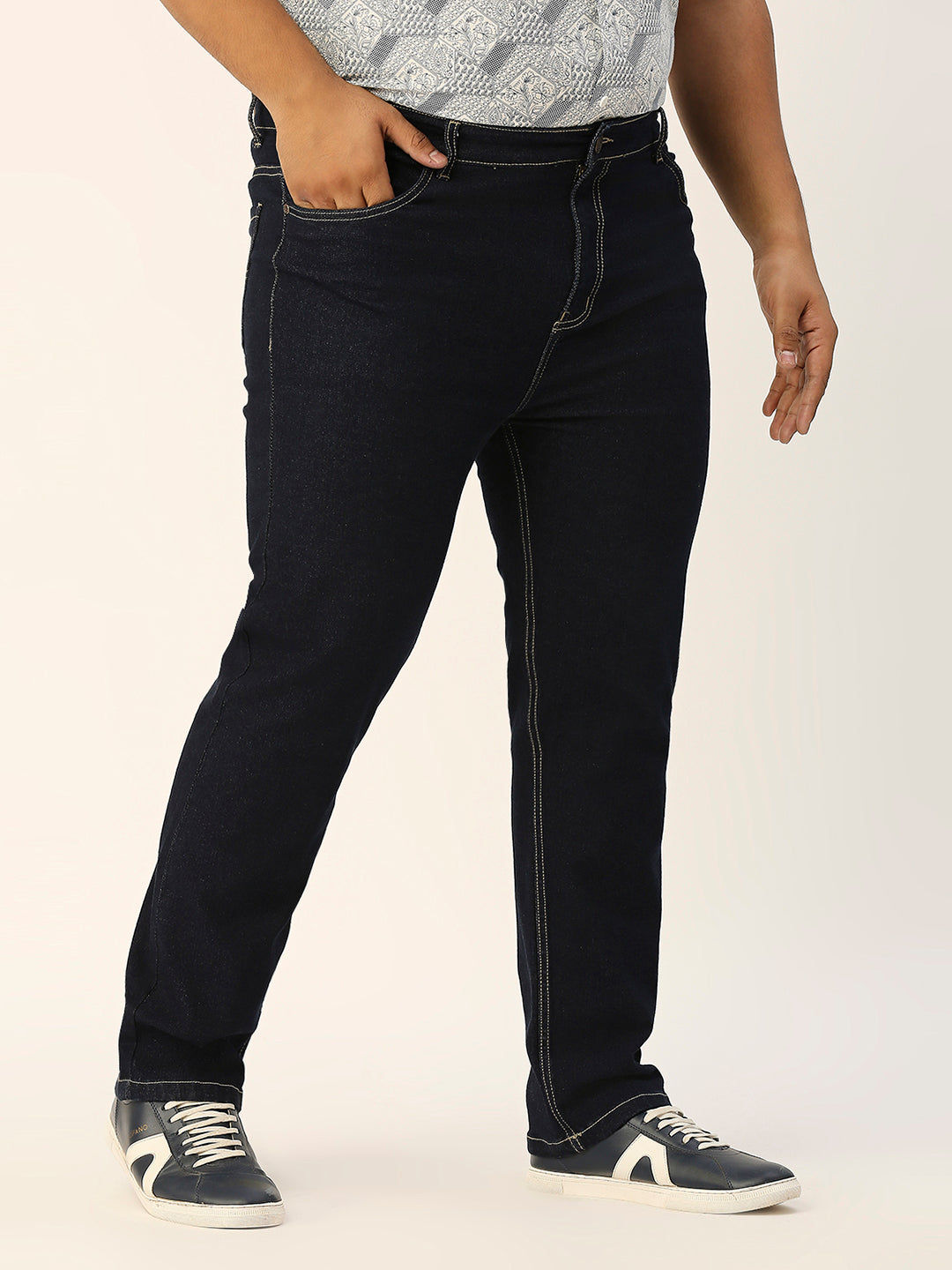 ZUSH CASUAL MEN'S PLUS SIZE STRECTCHABLE DARK BLUE COLOR JEANS-ZU548