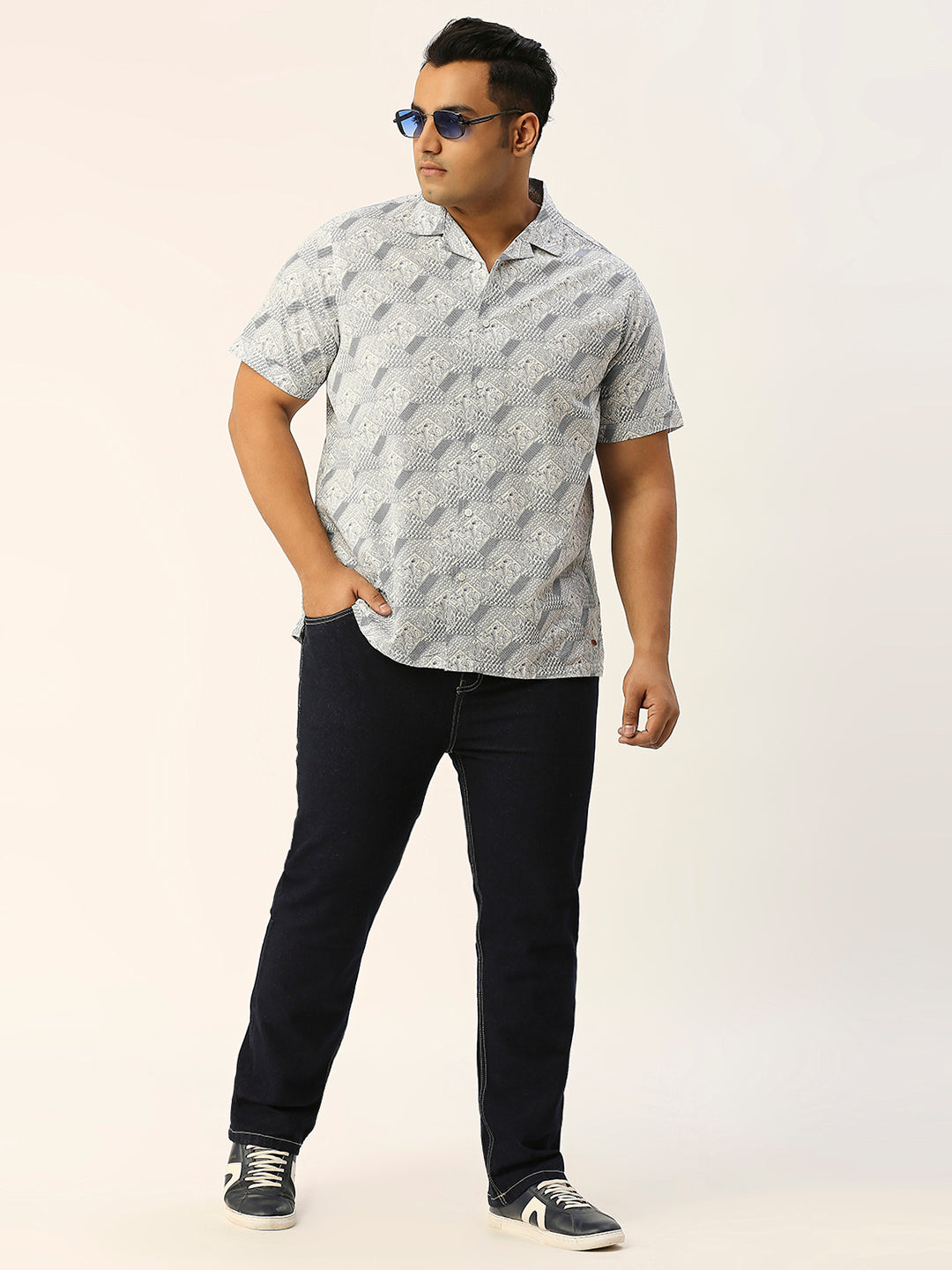 ZUSH CASUAL MEN'S PLUS SIZE STRECTCHABLE DARK BLUE COLOR JEANS-ZU548