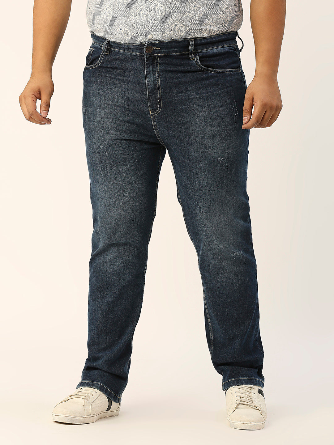 ZUSH CASUAL MEN'S PLUS SIZE STRECTCHABLE DARK BLUE COLOR JEANS-ZU549