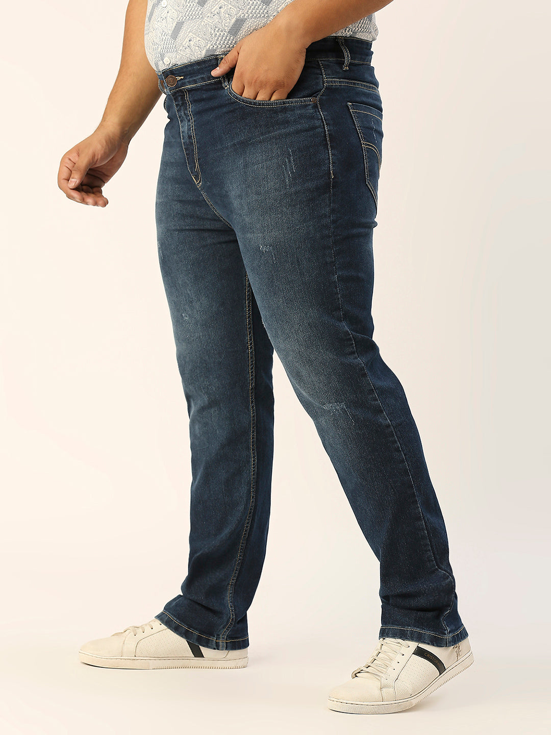 ZUSH CASUAL MEN'S PLUS SIZE STRECTCHABLE DARK BLUE COLOR JEANS-ZU549