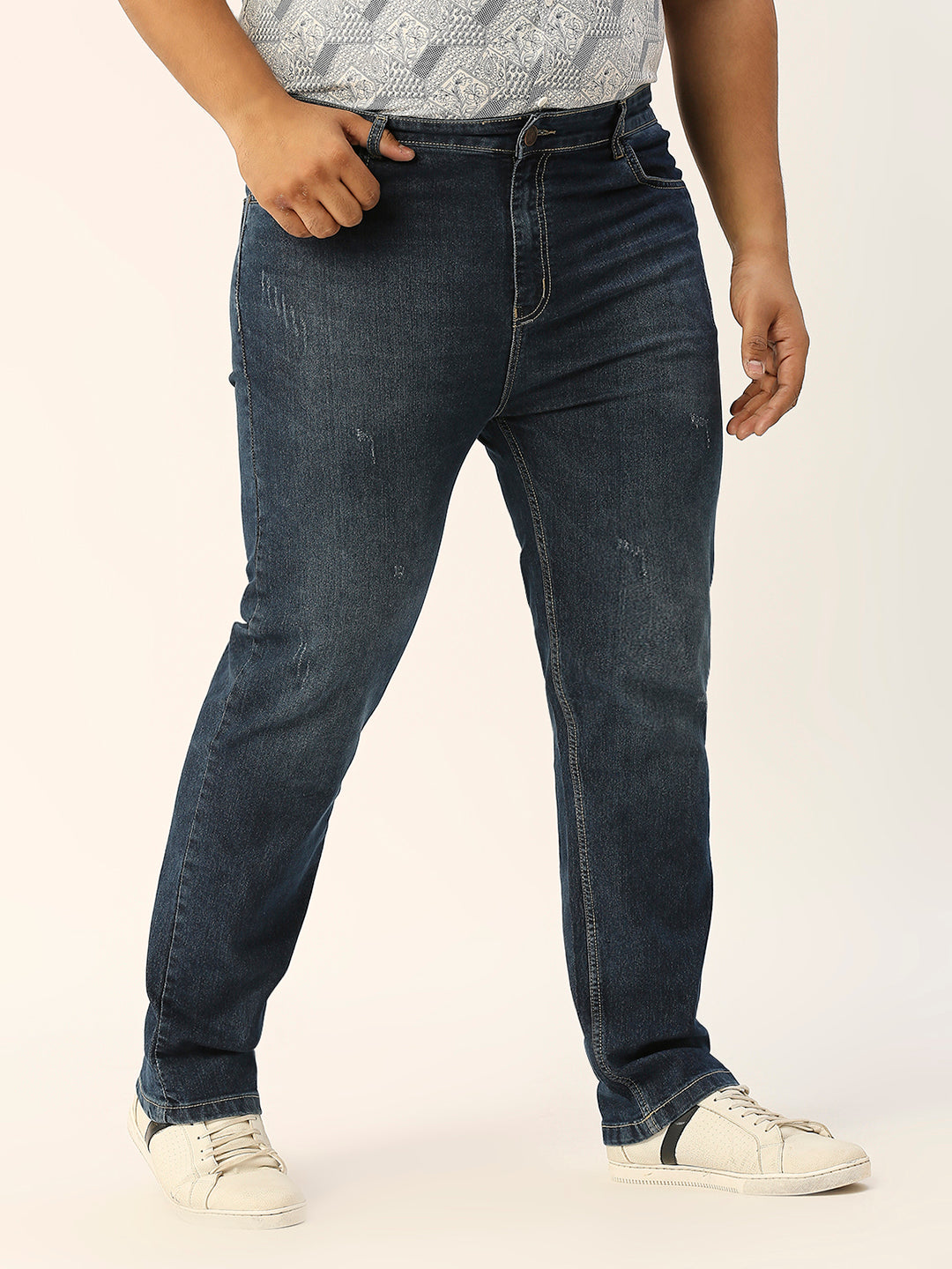 ZUSH CASUAL MEN'S PLUS SIZE STRECTCHABLE DARK BLUE COLOR JEANS-ZU549