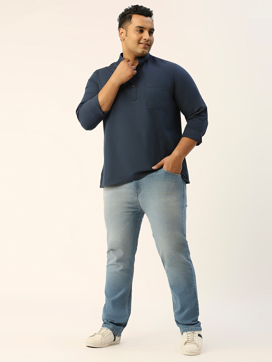 ZUSH CASUAL MEN'S PLUS SIZE STRECTCHABLE LIGHT BLUE COLOR JEANS-ZU551