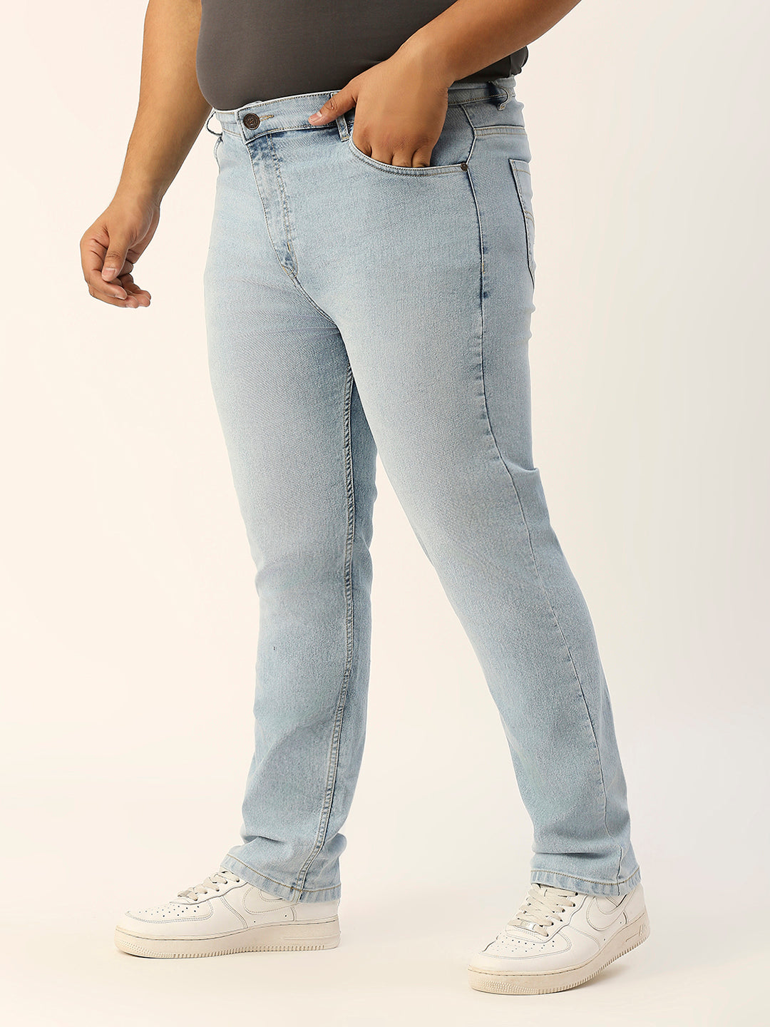 ZUSH CASUAL MEN'S PLUS SIZE STRECTCHABLE LIGHT BLUE COLOR JEANS-ZU552