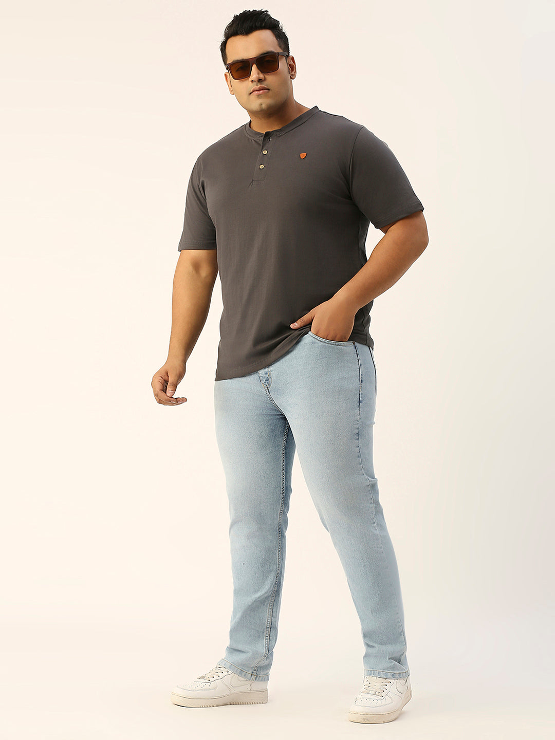 ZUSH CASUAL MEN'S PLUS SIZE STRECTCHABLE LIGHT BLUE COLOR JEANS-ZU552