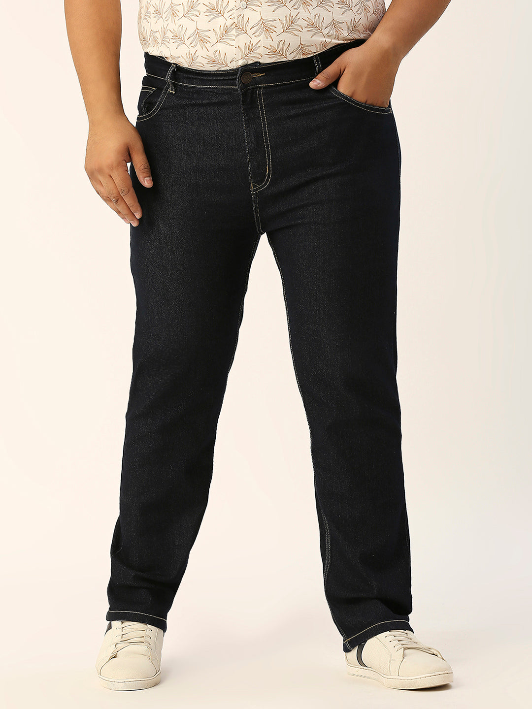ZUSH CASUAL MEN'S PLUS SIZE STRECTCHABLE DARK BLUE COLOR JEANS-ZU553
