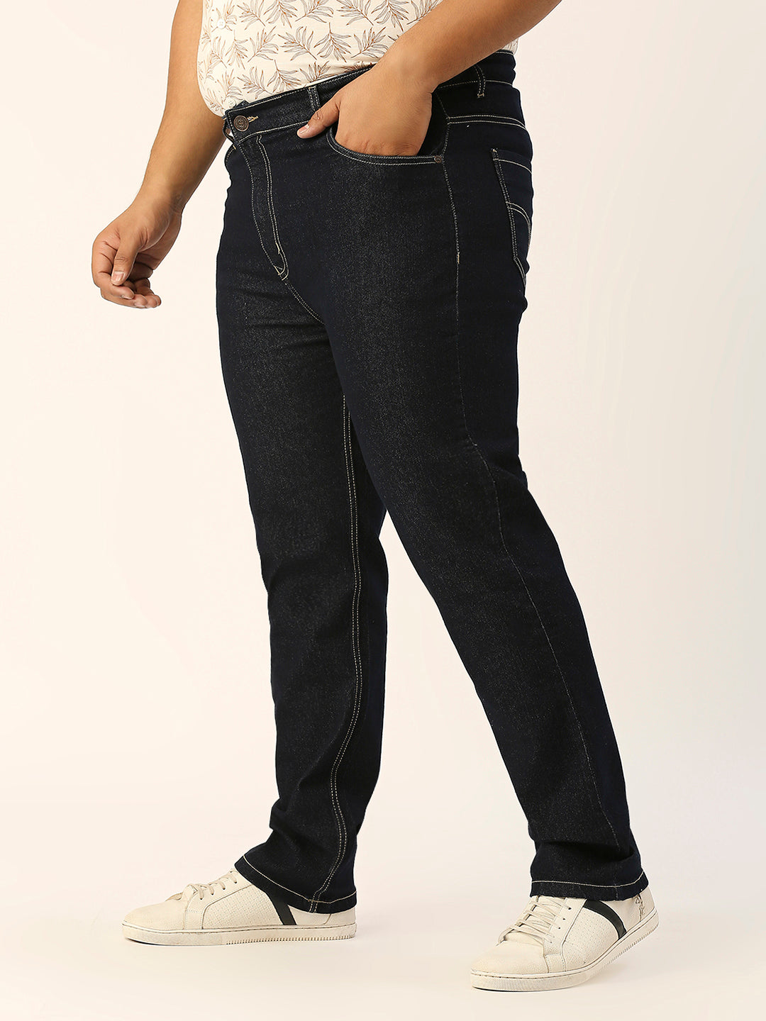 ZUSH CASUAL MEN'S PLUS SIZE STRECTCHABLE DARK BLUE COLOR JEANS-ZU553