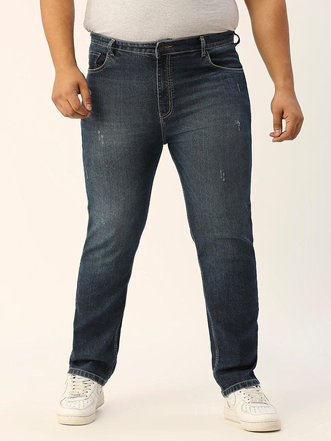 ZUSH CASUAL MEN'S PLUS SIZE STRECTCHABLE DARK BLUE COLOR JEANS-ZU554