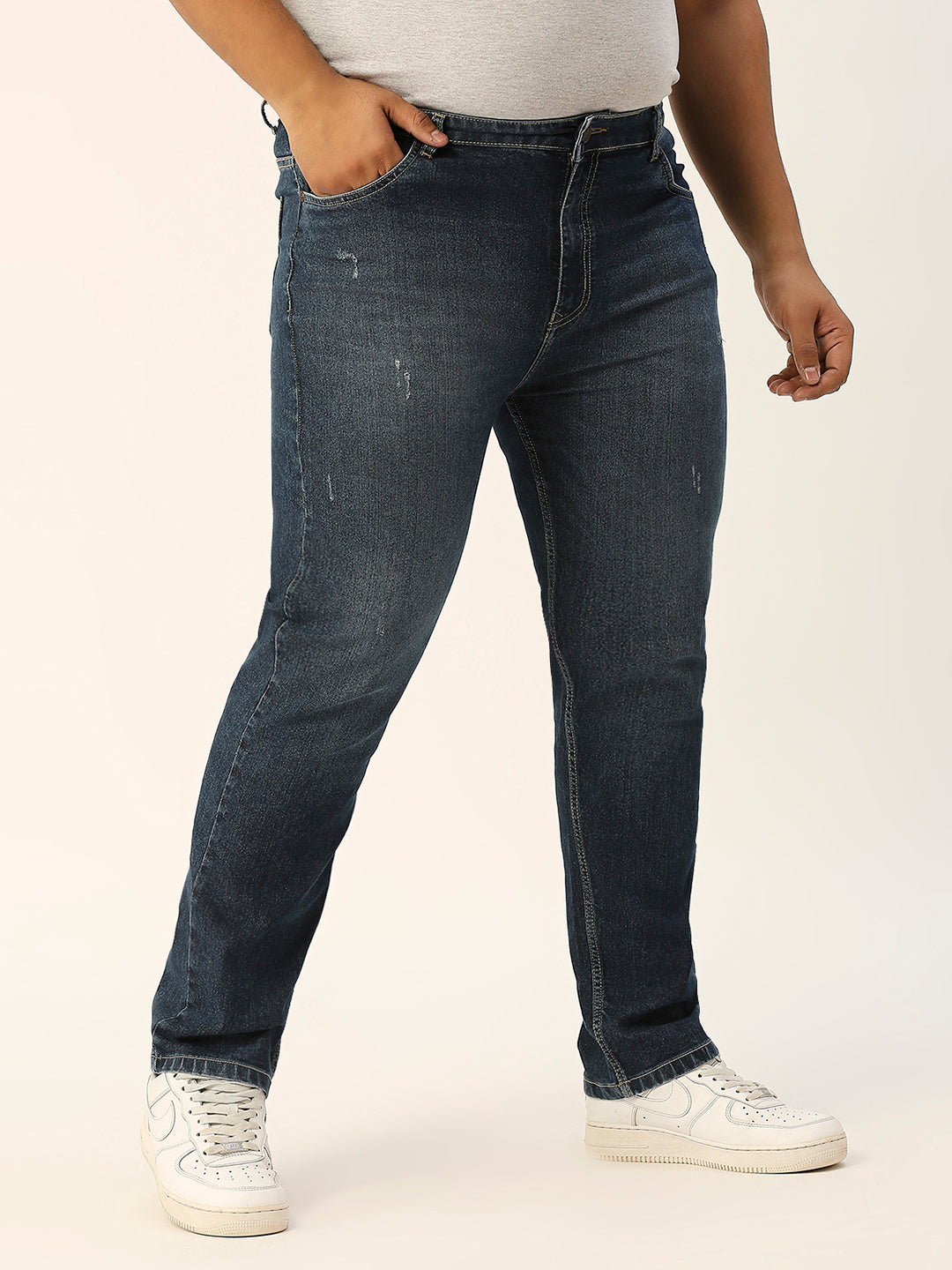 ZUSH CASUAL MEN'S PLUS SIZE STRECTCHABLE DARK BLUE COLOR JEANS-ZU554