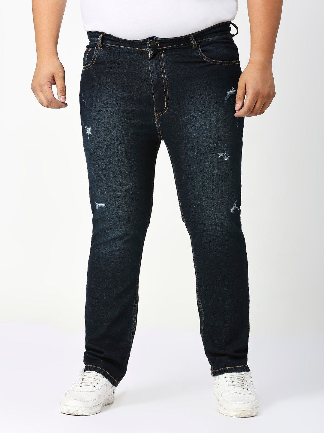 Zush Casual Plus size Stretchable Regular fit Cat Scratches Dark blue color jeans for Men's-ZU568