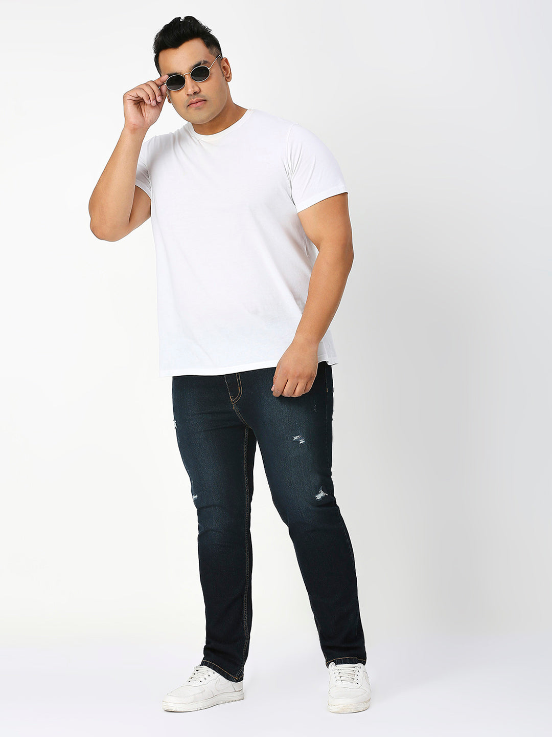 Zush Casual Plus size Stretchable Regular fit Cat Scratches Dark blue color jeans for Men's-ZU568