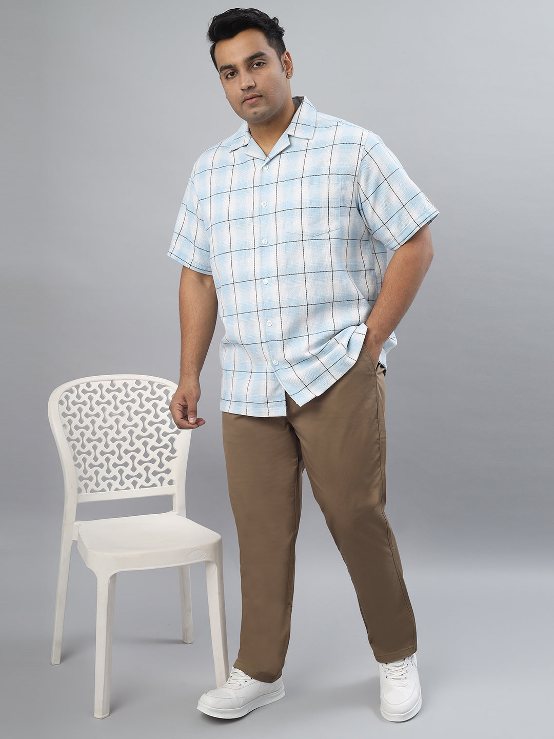 Men Plus Size Stretchable Straight Fit Casual Trousers ZU409