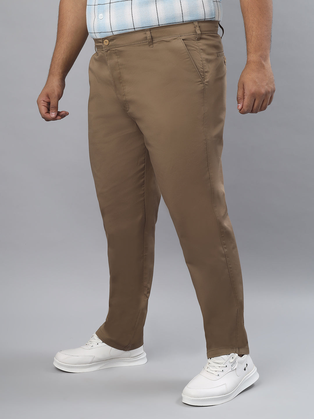 Men Plus Size Stretchable Straight Fit Casual Trousers ZU409