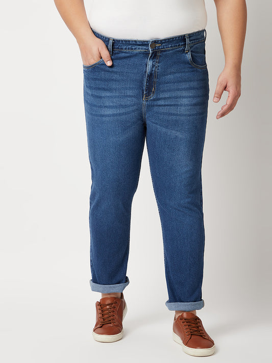 Zush Mens Regular Fit  Blue Color Mid Rise Plus Size Stretchable Jeans-ZU530