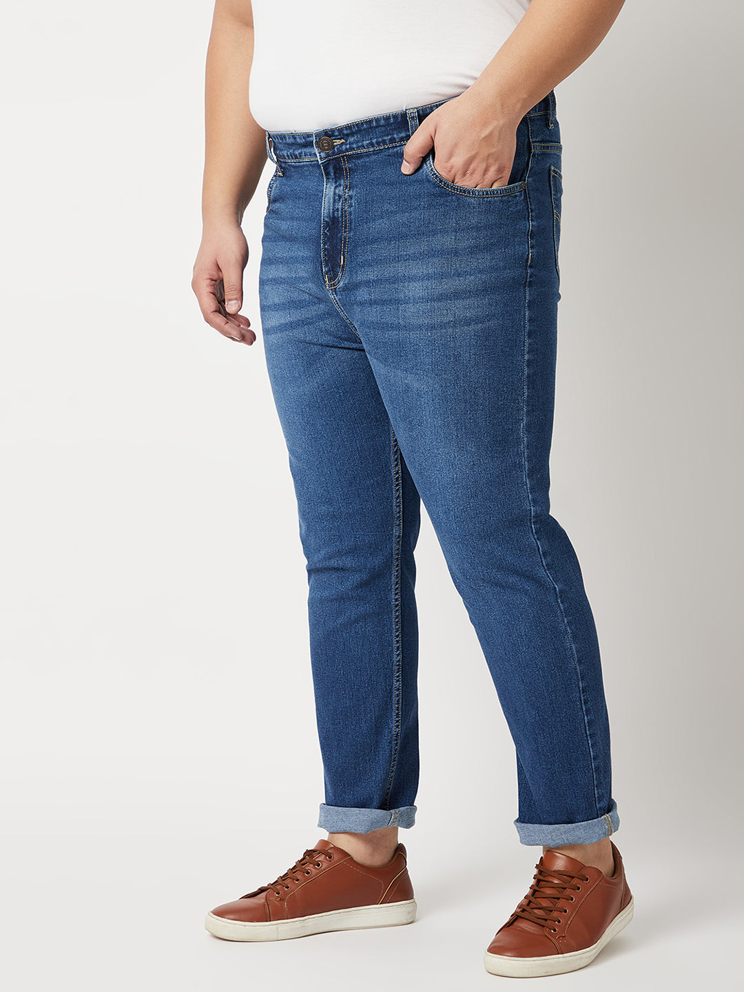 Zush Mens Regular Fit  Blue Color Mid Rise Plus Size Stretchable Jeans-ZU530