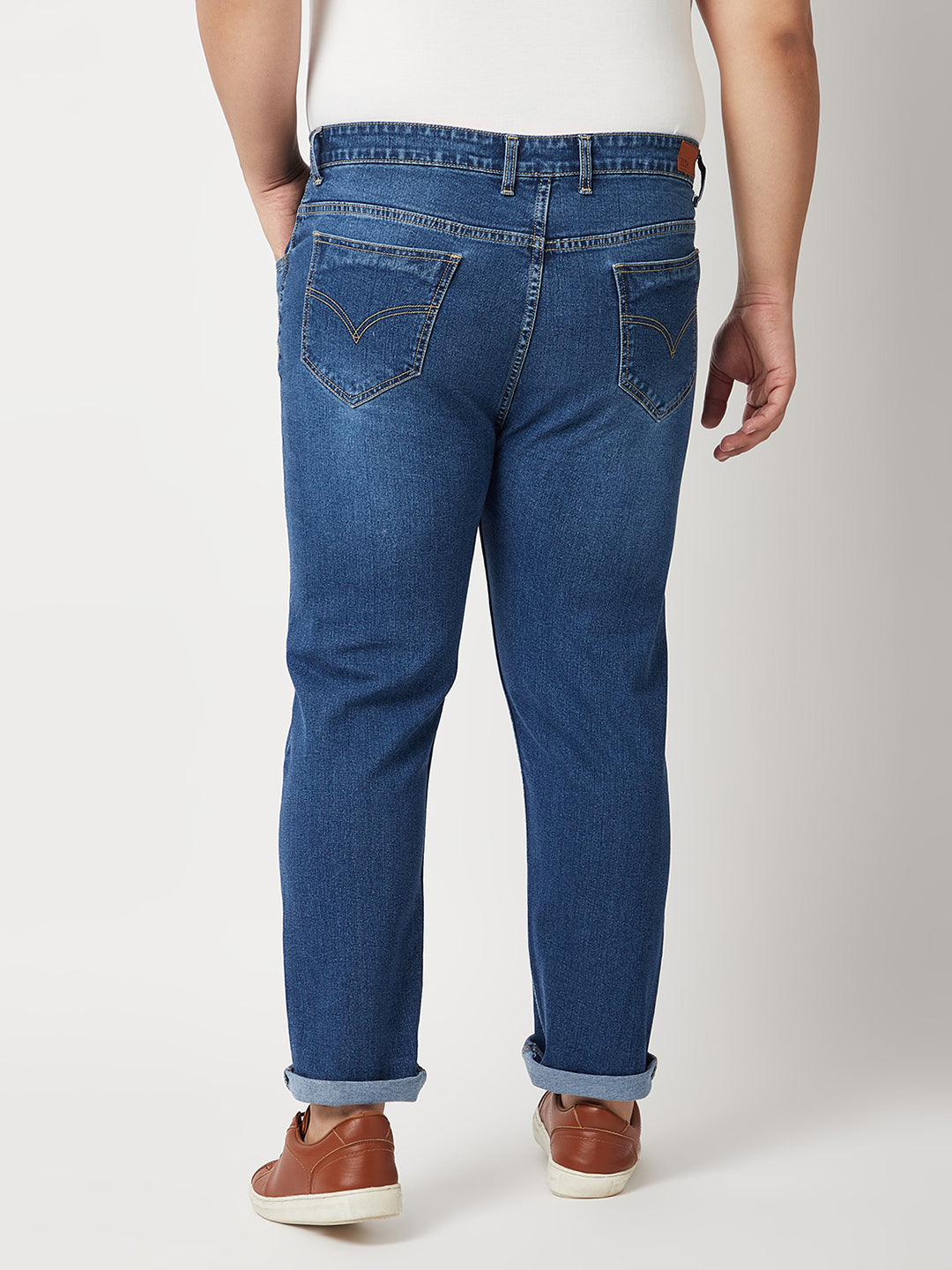Zush Mens Regular Fit  Blue Color Mid Rise Plus Size Stretchable Jeans-ZU530