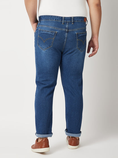 Zush Mens Regular Fit  Blue Color Mid Rise Plus Size Stretchable Jeans-ZU530