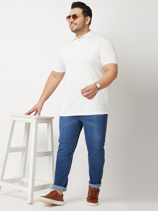 Zush Mens Regular Fit  Blue Color Mid Rise Plus Size Stretchable Jeans-ZU530