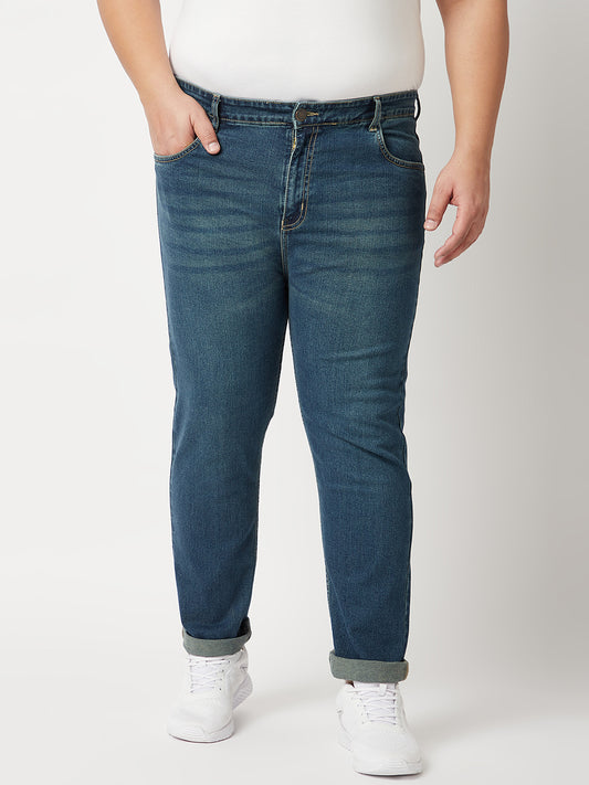 Zush Mens Mid Rise Regular Fit Dark Blue Color Plus Size Stretchable Jeans-ZU531