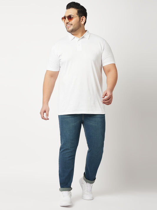Zush Mens Mid Rise Regular Fit Dark Blue Color Plus Size Stretchable Jeans-ZU531