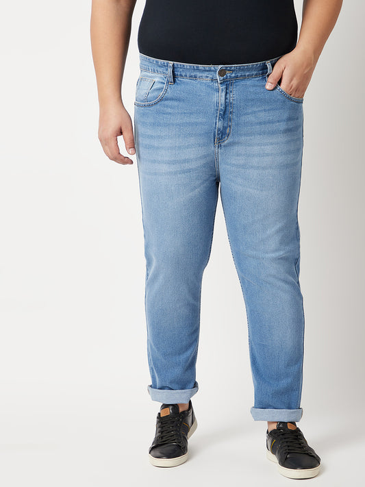 Zush Mens Blue Color Mid Rise Clean Look Regular Fit Plus Size Stretchable Jeans-ZU532