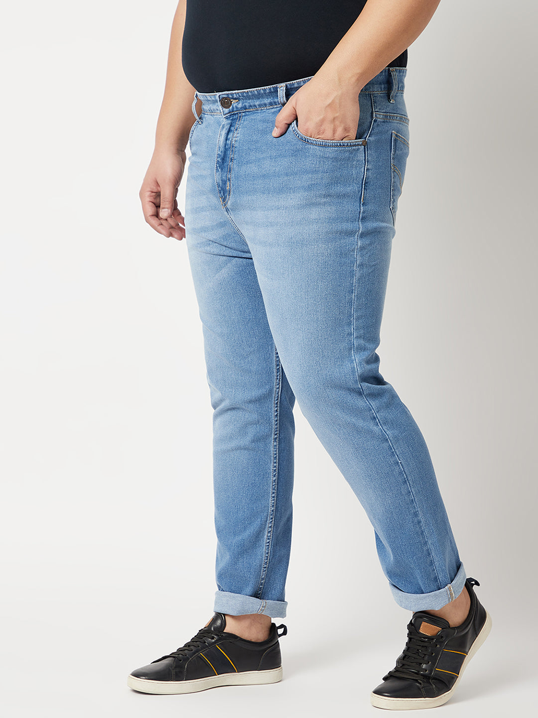 Zush Mens Blue Color Mid Rise Clean Look Regular Fit Plus Size Stretchable Jeans-ZU532
